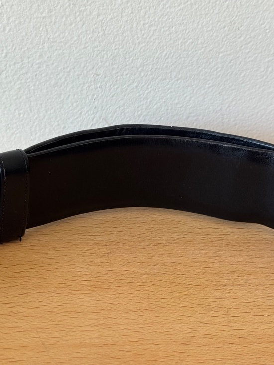 Vintage Judith Leiber Wide Black Leather Belt Ribbed Gold Tone Hinged Adjustable main image 8